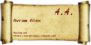 Avram Alex névjegykártya